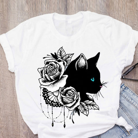 Women Floral Pet Short Sleeve