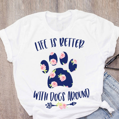 Women Floral Pet Short Sleeve