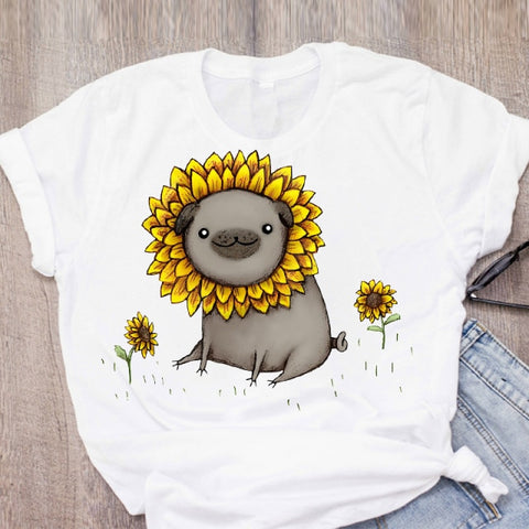 Women Floral Pet Short Sleeve