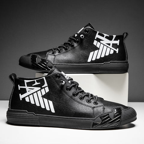 Fashion Letter Black Printed High top Sneakers