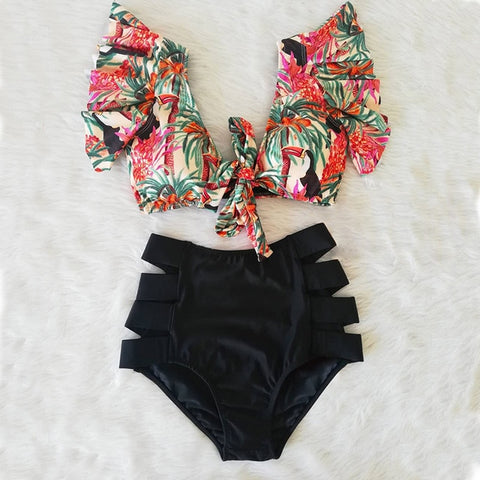 High Waist Ruffle Swimwear