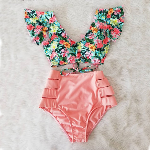 High Waist Ruffle Swimwear