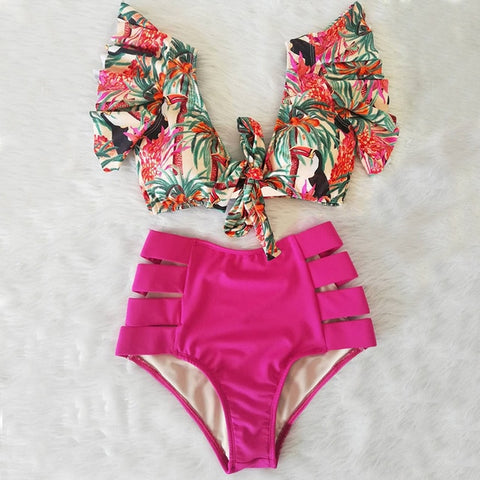 High Waist Ruffle Swimwear