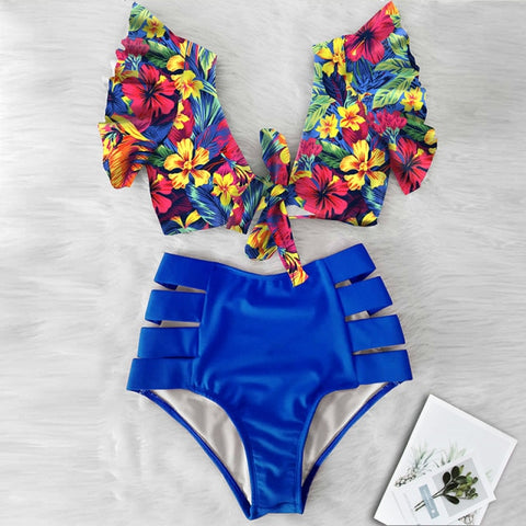 High Waist Ruffle Swimwear