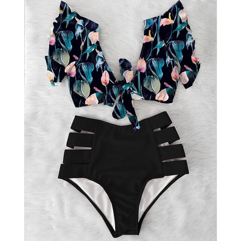 High Waist Ruffle Swimwear