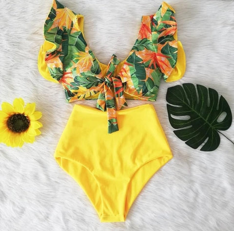 High Waist Ruffle Swimwear