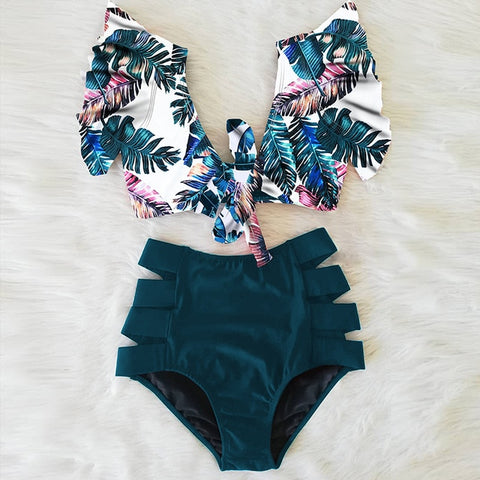 High Waist Ruffle Swimwear