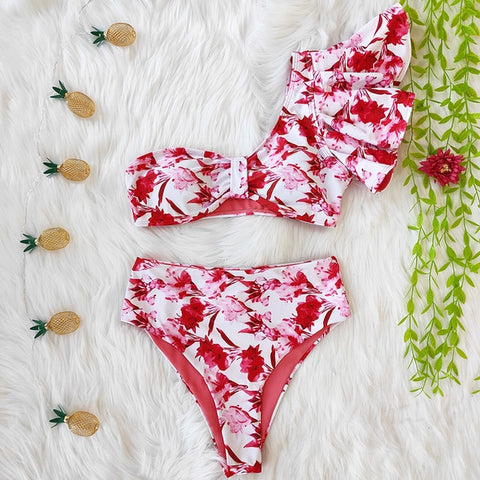 High Waist Ruffle Swimwear
