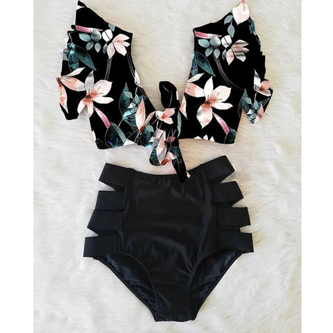 High Waist Ruffle Swimwear