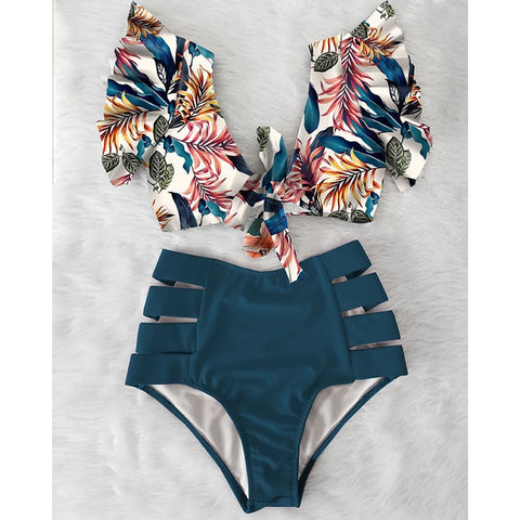 High Waist Ruffle Swimwear