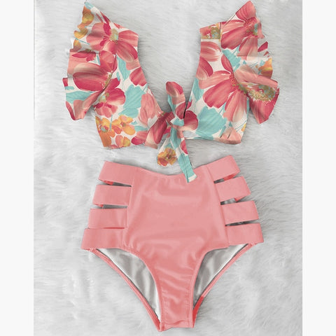 High Waist Ruffle Swimwear