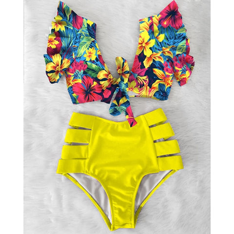 High Waist Ruffle Swimwear