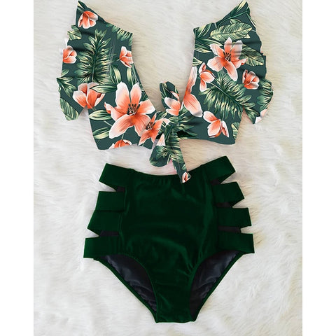 High Waist Ruffle Swimwear
