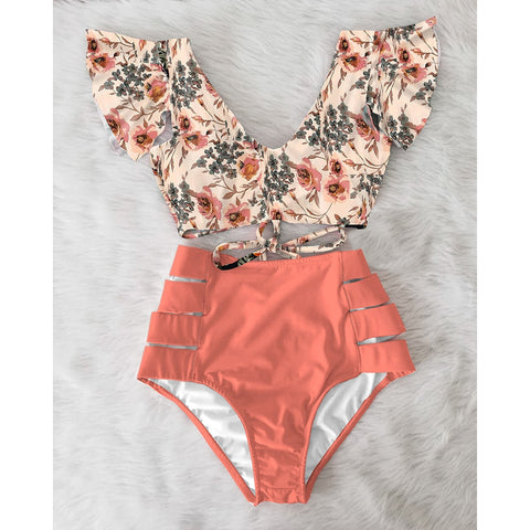 High Waist Ruffle Swimwear
