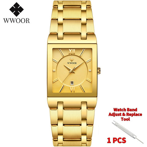 Golden Quartz Stainless SteelWrist Watch