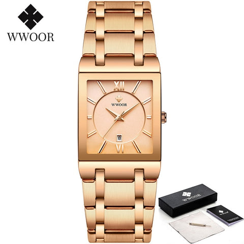 Golden Quartz Stainless SteelWrist Watch