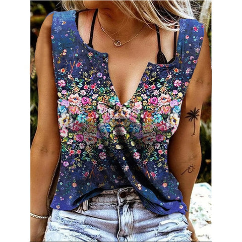 Women's Sexy V Neck Sleeveless T-Shirt