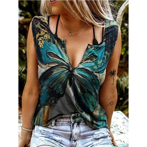 Women's Sexy V Neck Sleeveless T-Shirt