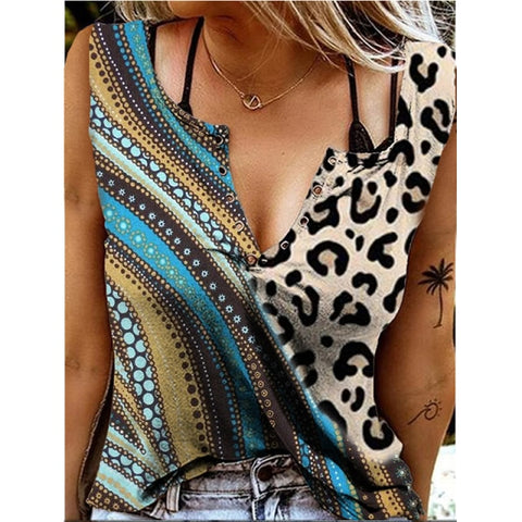 Women's Sexy V Neck Sleeveless T-Shirt