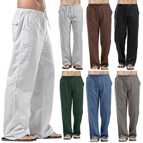 Linen Trousers for Men Wide Cargo